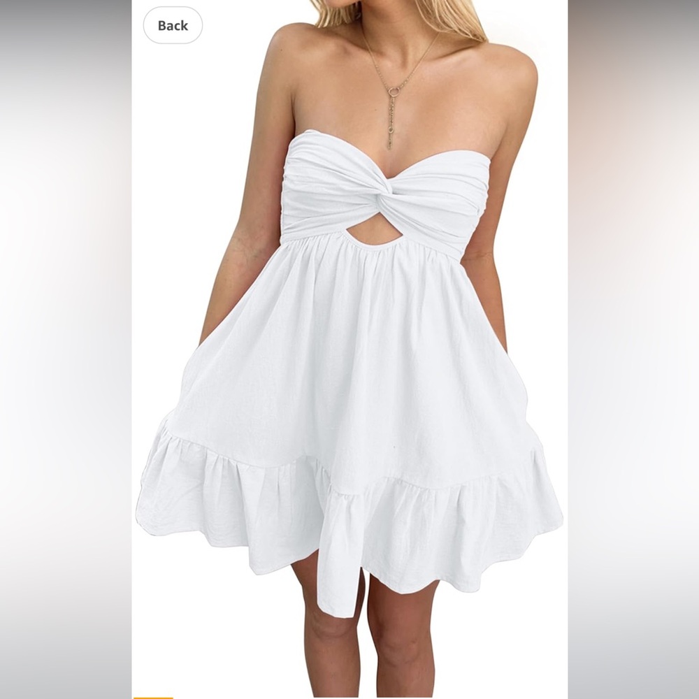 White Sleeveless Dress with Knot Detail